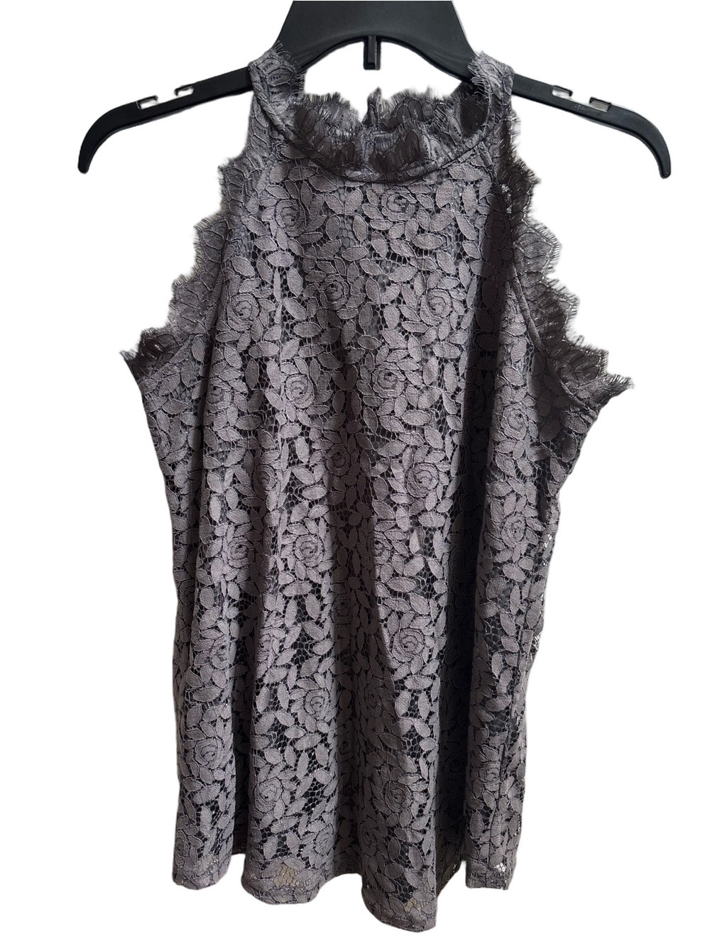 Berryou Fliral Lace High-Neck/Halter Top in Gray, Size S, NWT